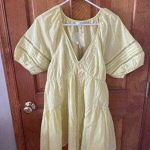 Tularosa Light Yellow Embroidered Dress